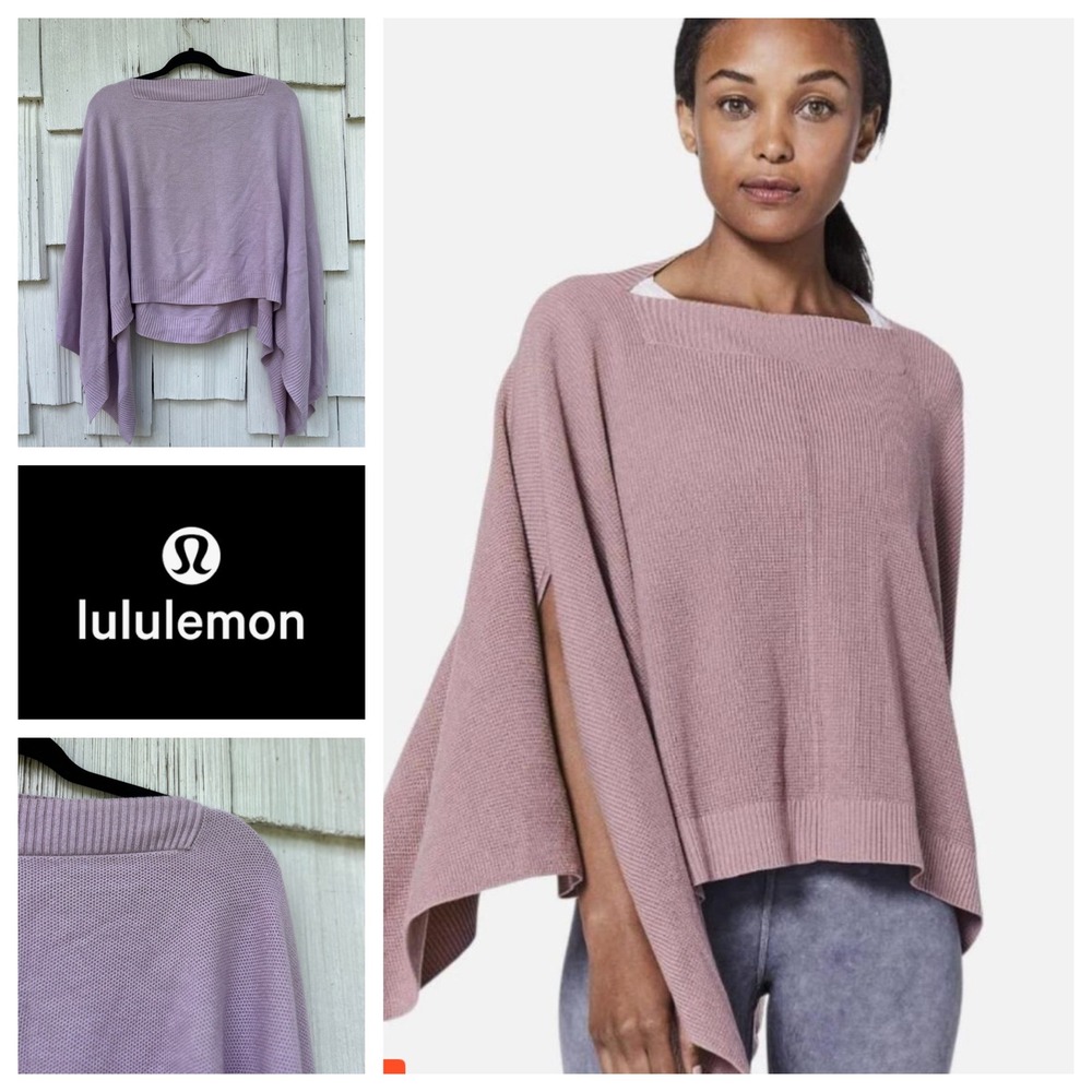 Lululemon Forward Flow Poncho Sweater Lavender Lilac Viscose‎ Silk Knit One Size